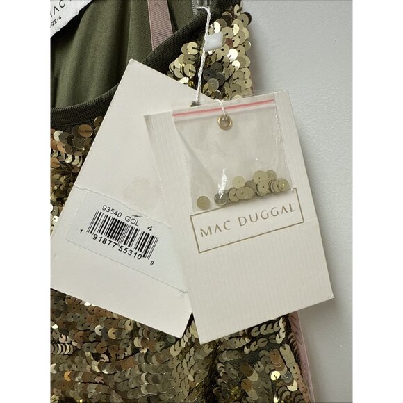 Mac Duggal Size 4 Gold Green 93540 One-Shoulder Sequin Formal Gown Maxi Dress - Picture 9 of 13